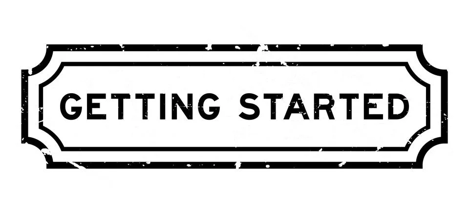 Grunge black getting started word rubber seal stamp on white background Stock Illustration