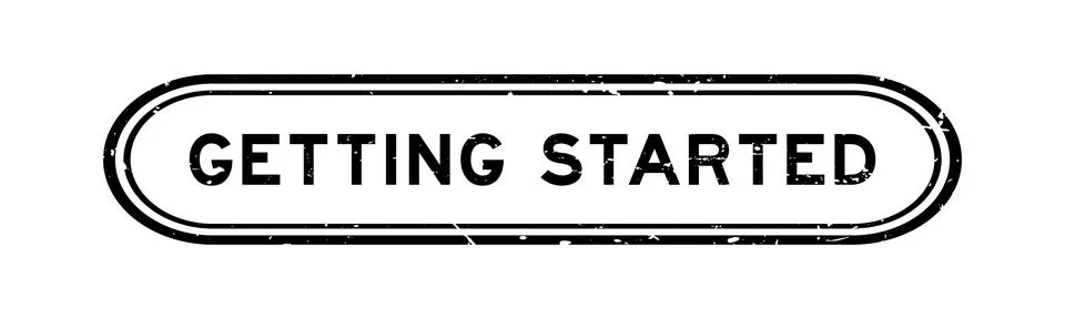 Grunge black getting started word rubber seal stamp on white background Stock Illustration