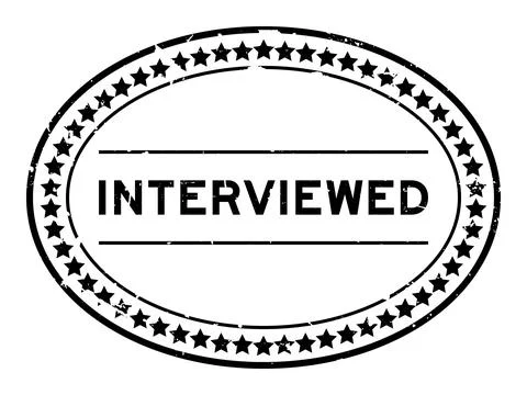 Grunge black interviewed word oval rubber seal stamp on white background Stock Illustration