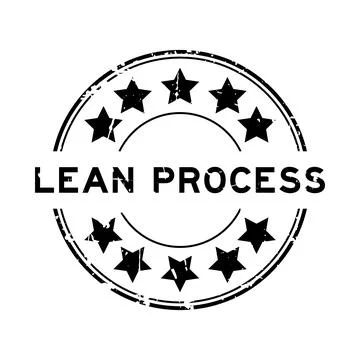 Grunge black lean process word with star icon round rubber seal stamp on wh.. Stock Illustration