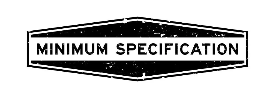 Grunge black minimum specification word hexagon rubber seal stamp on white .. Stock Illustration