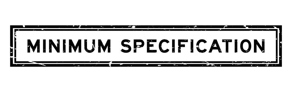 Grunge black minimum specification word square rubber seal stamp on white b.. Stock Illustration