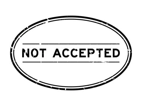 Grunge black not accepted word oval rubber seal stamp on white background Stock Illustration