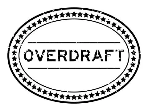 Grunge black overdraft word oval rubber seal stamp on white background Ilustração Stock