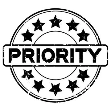 Grunge black priority wording round rubber seal stamp on white background 库存插图