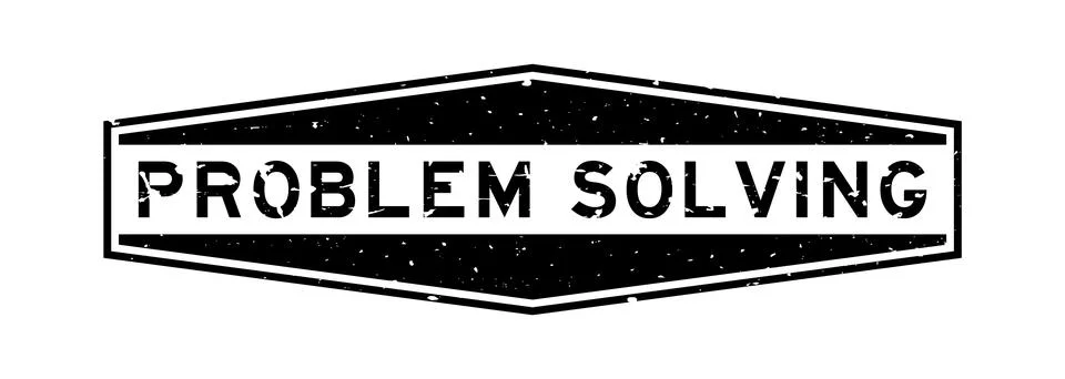 Grunge black problem solving word hexagon rubber seal stamp on white backgrou Illustrazione stock
