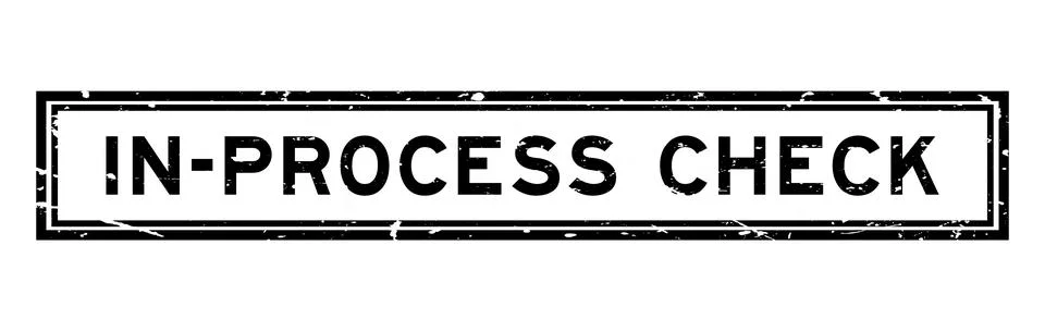 Grunge black in process check word square rubber seal stamp on white backgrou Ilustração Stock