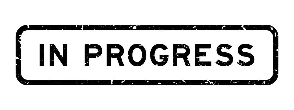Grunge black in progress word square rubber seal stamp on white background Illustrazione stock