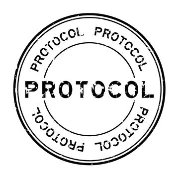 Grunge black protocol word round rubber seal stamp on white background イラスト素材