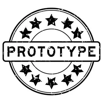 Grunge black prototype word with star icon round rubber seal stamp on white.. Stock Illustration