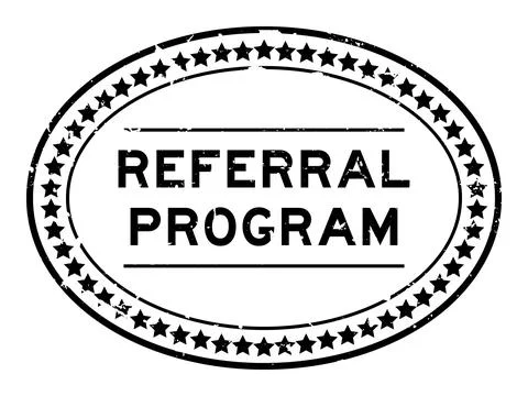 Grunge black referral program word oval seal stamp on white background Illustrazione stock