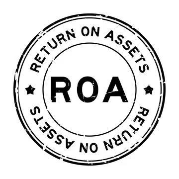 Grunge black ROA Return on assets word round rubber seal stamp on white backg Stock Illustration