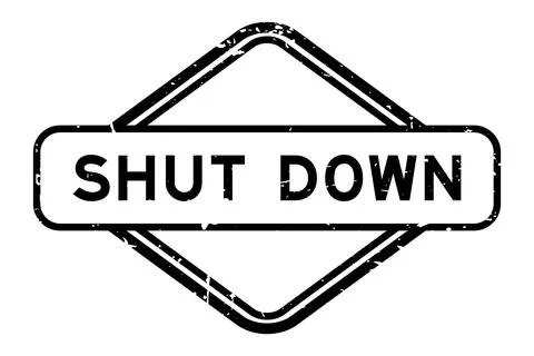 Grunge black shut down word rubber seal stamp on white background Stock Illustration