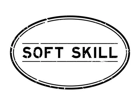 Grunge black soft skill word oval rubber seal stamp on white background Stock Illustration