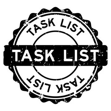 Grunge black task list word round seal stamp on white background Stockillustratie