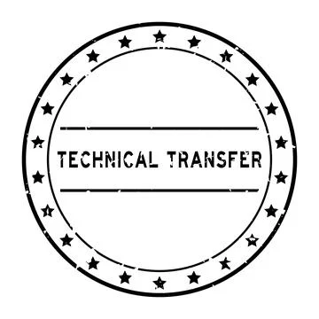 Grunge black technical transfer word round rubber seal stamp on white backgro Illustrazione stock