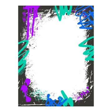 Grunge black template frame with spots. Overlay vector retro texture blank Stock Illustration