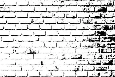 Grunge black texture as brick wall shape on white background (Vector). Use fo Stock Illustration