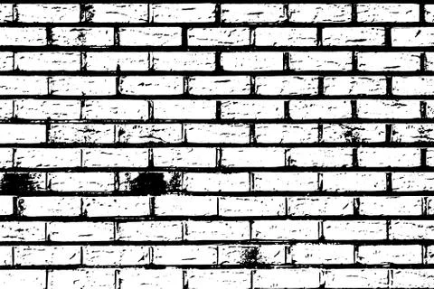 Grunge black texture as brick wall shape on white background (Vector). Use fo Stock Illustration
