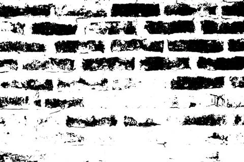 Grunge black texture as brick wall shape on white background (Vector). Use fo Illustrazione stock
