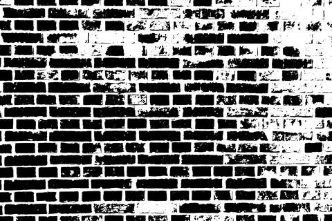 Grunge black texture as brick wall shape on white background (Vector). Use fo Illustrazione stock