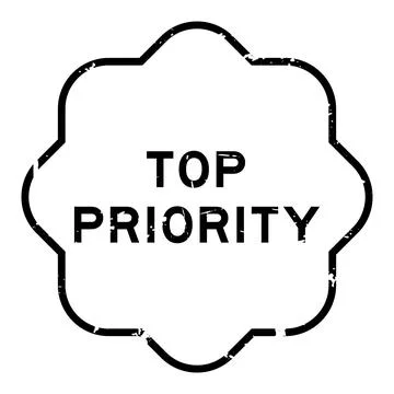 Grunge black top priority word rubber seal stamp on white background Stock Illustration