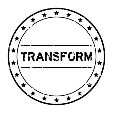Grunge black transform word round rubber seal stamp on white background Stock Illustration