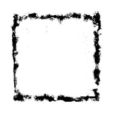 Grunge black vector frame, paintbrush strokes square shape border with scratched 스톡 일러스트