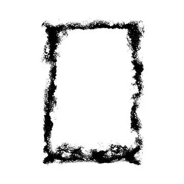 Grunge black vector frame, paintbrush strokes rectangle shape border with Stock Illustration