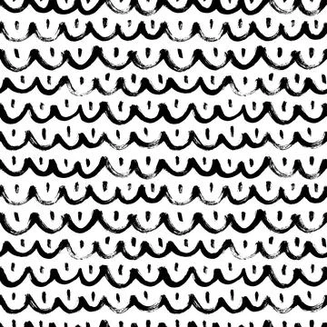 Grunge black waves with short vertical lines. Illustrazione stock