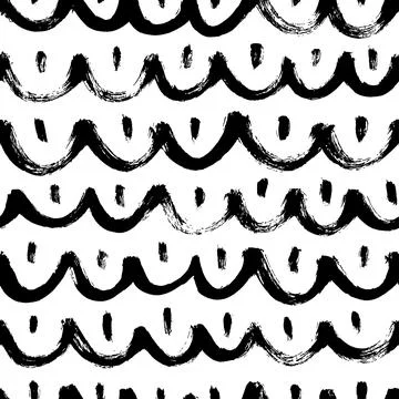 Grunge black waves with short vertical lines. Stock Illustration