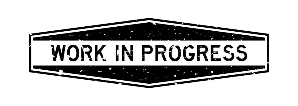 Grunge black work in progress word hexagon rubber seal stamp on white backgro Illustrazione stock