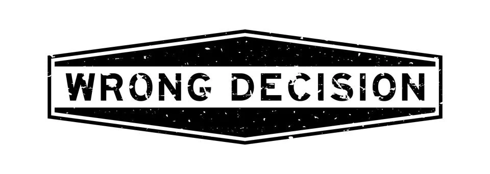 Grunge black wrong decision word hexagon rubber seal stamp on white backgroun Stock Illustration
