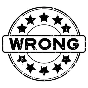 Grunge black wrong with star icon round rubber seal stamp on white background Stock Illustration