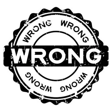 Grunge black wrong word round rubber seal stamp on white background Illustrazione stock