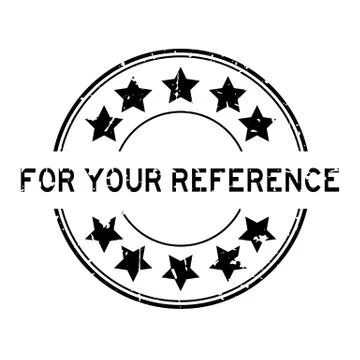 Grunge black for your reference word with star icon round rubber seal stamp o Illustrazione stock