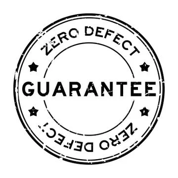 Grunge black zero defect guarantee word round rubber seal stamp on white back Stock Illustration