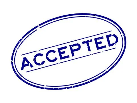 Grunge blue accepted word oval rubber seal stamp on white background Stock Illustration