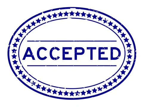 Grunge blue accepted word oval rubber seal stamp on white background Stock Illustration