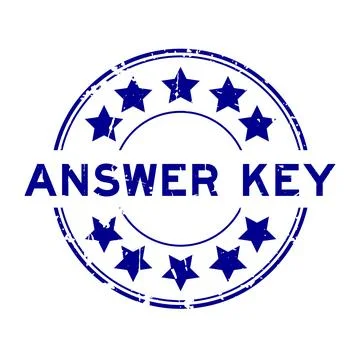 Grunge blue answer key word round rubber seal stamp on white background Stock Illustration