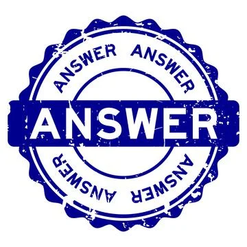 Grunge blue answer word round rubber seal stamp on white background Stock Illustration
