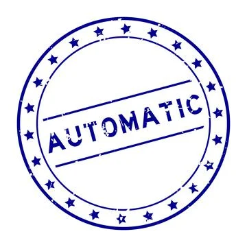 Grunge blue automatic word round rubber seal stamp on white background 스톡 일러스트