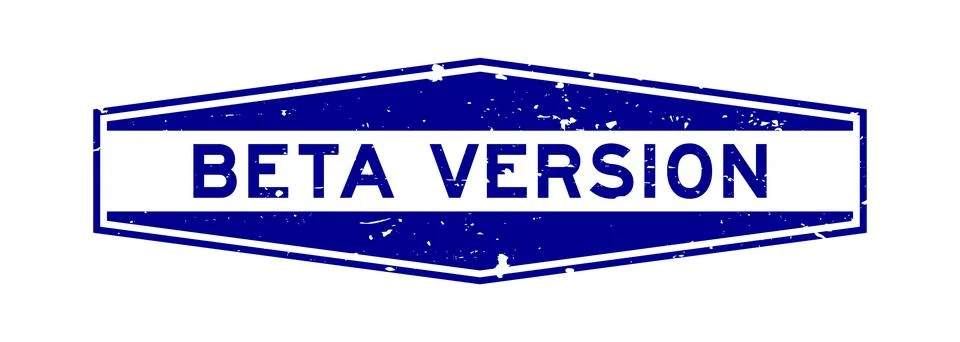 Grunge blue beta version word hexagon rubber seal stamp on white background イラスト素材