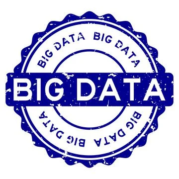 Grunge blue big data word round rubber seal stamp on white background Stockillustratie