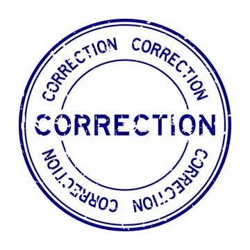 Grunge blue correction word round rubber seal stamp on white background Stock Illustration