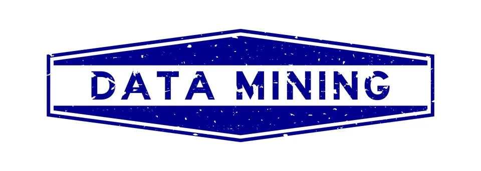 Grunge blue data mining word hexagon rubber seal stamp on white background Stock Illustration