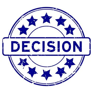 Grunge blue decision word round rubber seal stamp on white background Stock Illustration