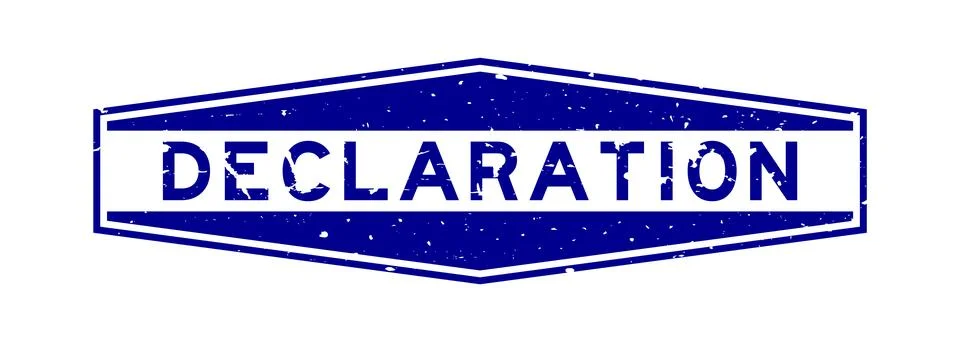 Grunge blue declaration word hexagon rubber seal stamp on white background Stock Illustration