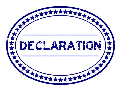 Grunge blue declaration word oval rubber seal stamp on white background Stock Illustration