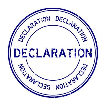 Grunge blue declaration word round rubber seal stamp on white background Stock Illustration